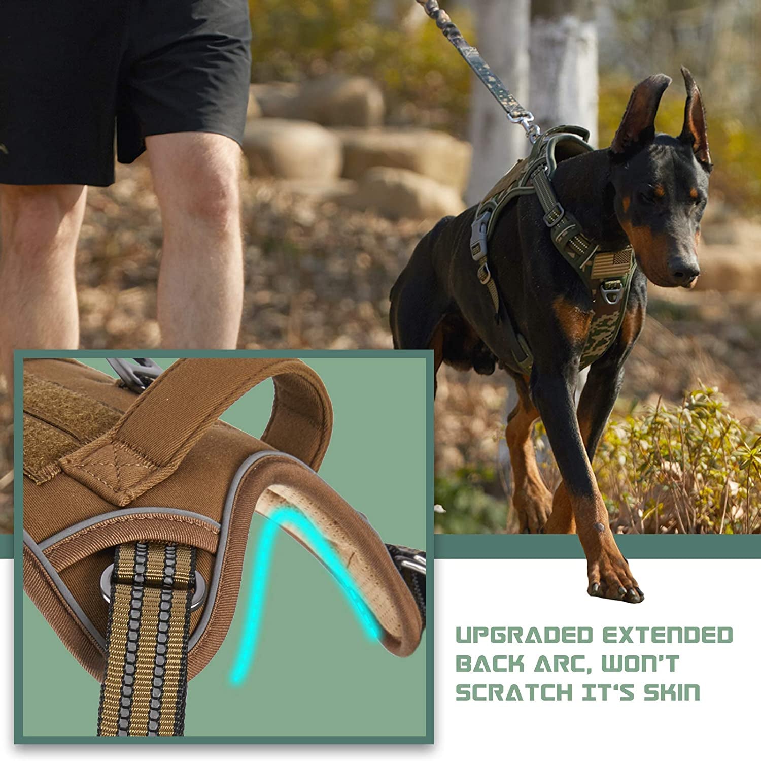 Tactical Dog Harness for Large Dogs No Pull, Famous TIK Tok No Pull, Fit Smart Reflective Pet Walking Harness for Training, Adjustable Dog Vest Harness with Handle Brown L