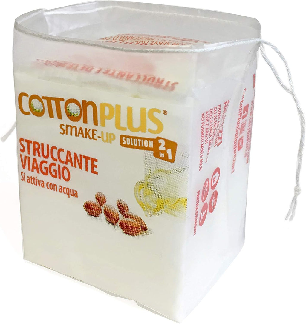 Cotton plus SMAKE-UP ARGAN MINI 20 Pz. "Travel Size" | STRUCCANTE NATURALE! Salviette Struccanti Asciutte Brevettate, Senza Conservanti!