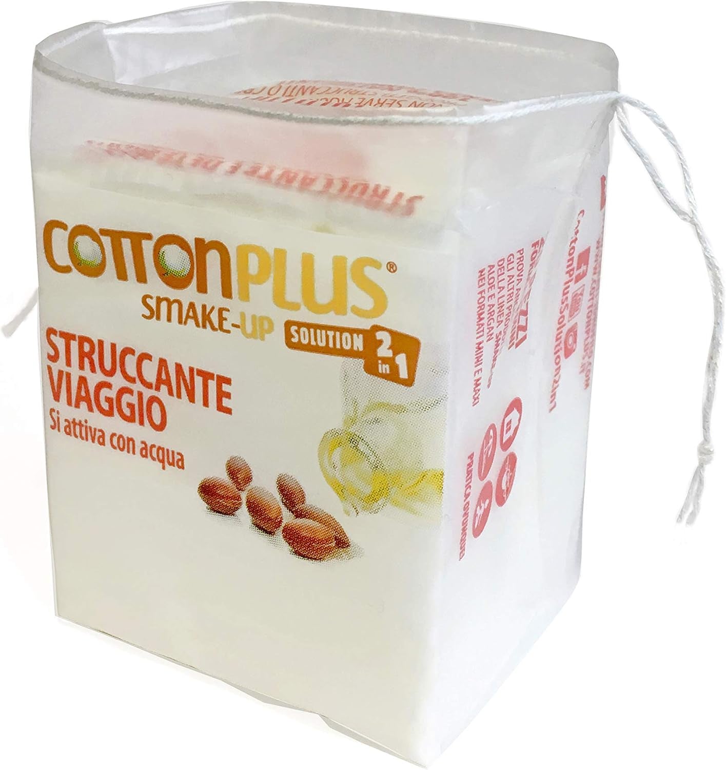 Cotton plus SMAKE-UP ARGAN MINI 20 Pz. "Travel Size" | STRUCCANTE NATURALE! Salviette Struccanti Asciutte Brevettate, Senza Conservanti!