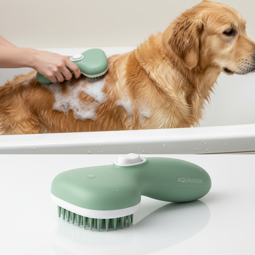 2026 New Universal 2-In-1 Pet Bath & Grooming Deshedding Brush with Built-In Soap Dispenser, 8In×3In×4In Gentle Massage Aid for Dogs & Cats, Enhances Beauty/Hair Care, Saves Dry Shampoo, Bathing