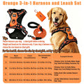 HELETY 3-Piece No-Pull Dog Harness Set - Outdoor Running Use, Adjustable Sizes, Reflective Vest, Leash, Waste Bag Holder, Back Clip Relaxed, Dual Clips, S–XL